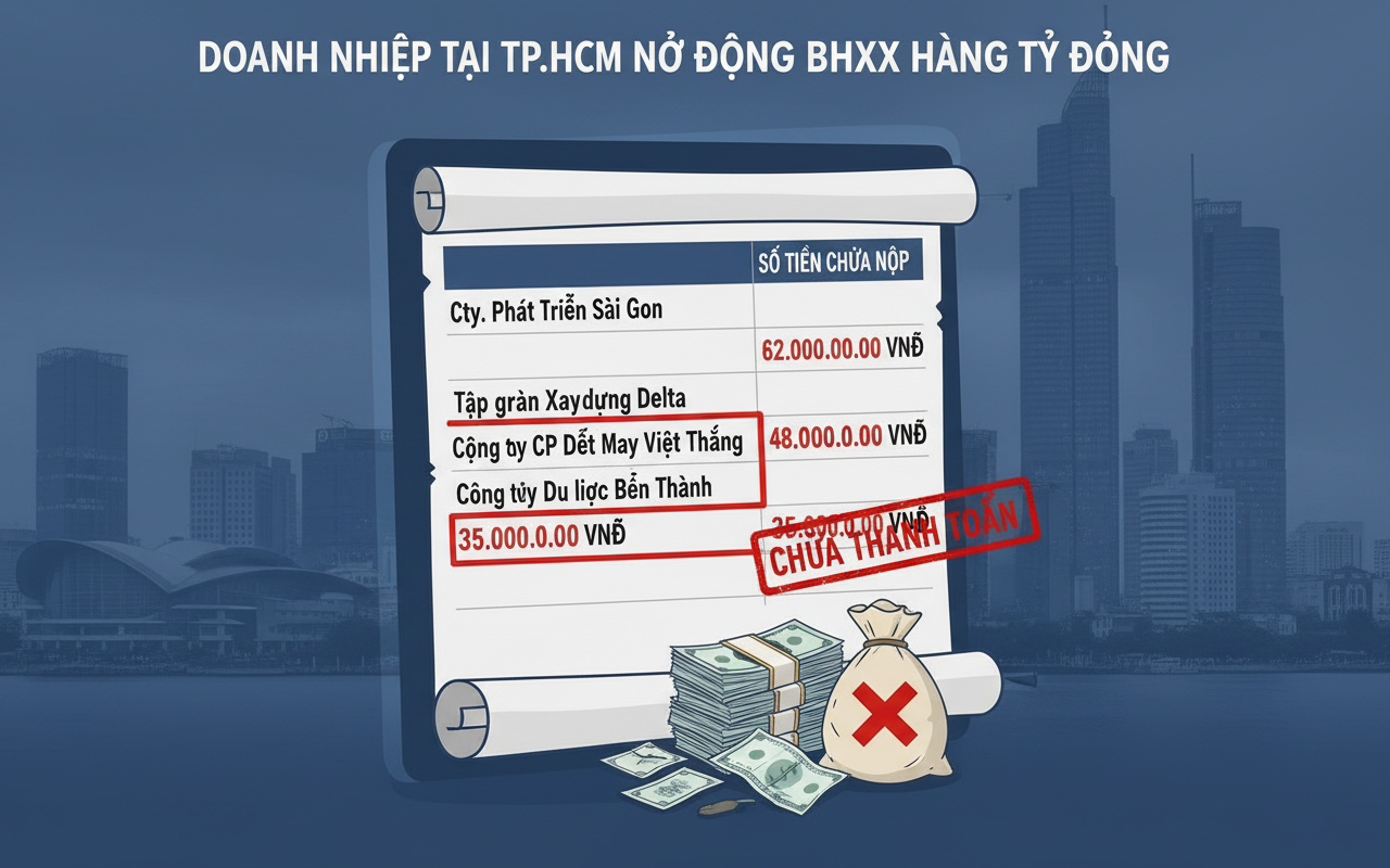 약 18,000개의 호치민시 기업이 근로자의 사회보험료를 체납 중