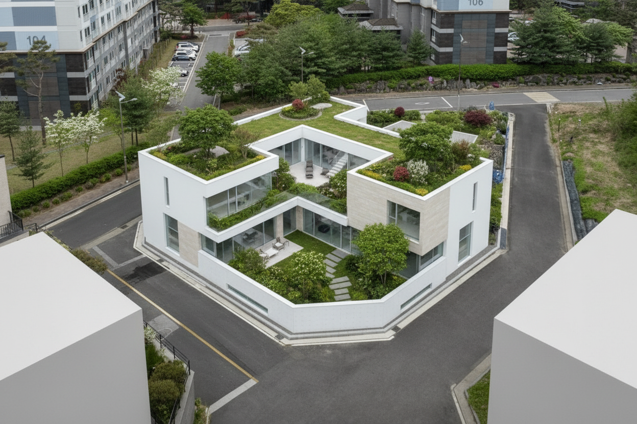 도로에 접한 244 m²의 프라이빗한 디자인 주택