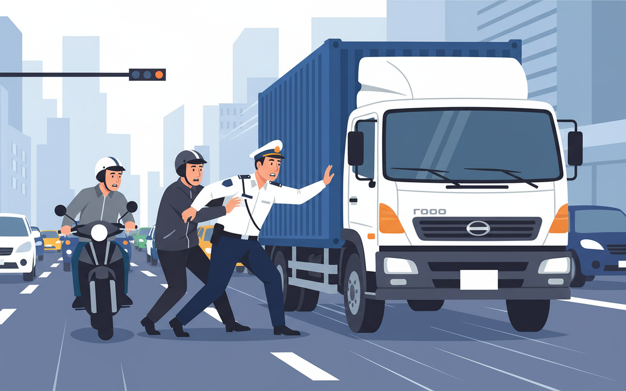 경찰을 트럭 앞에 밀어넣은 남성의 과거 '저항' 행위