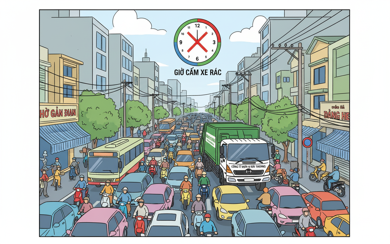 호치민시 내 도심의 쓰레기 수거 시간 연장 제안